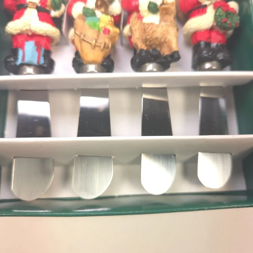 Vintage 1995 Boston Warehouse Santa Spreader Set of 4 NIB Christmas Knives